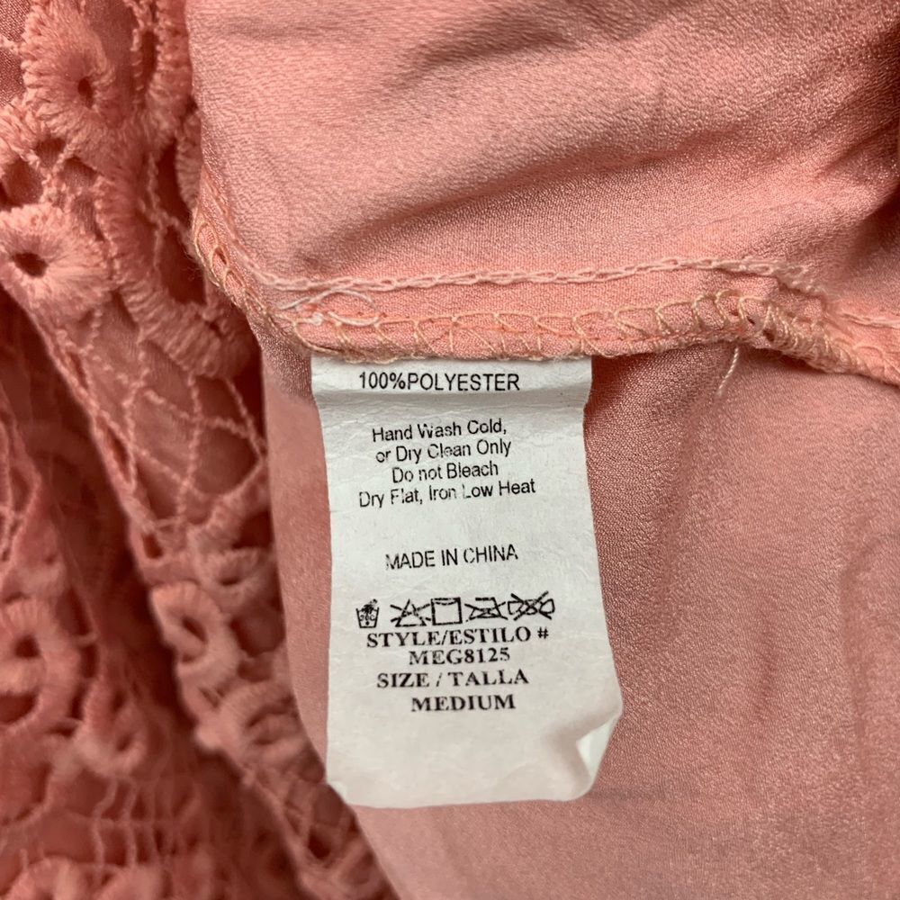 Meghan LA Topanga Floral Lace Crochet Midi Dress Pink Size Medium - Picture 5 of 6